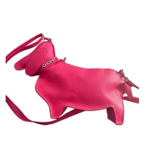Good condition Chopin little dog hot pink purse, gem collar novelty purse